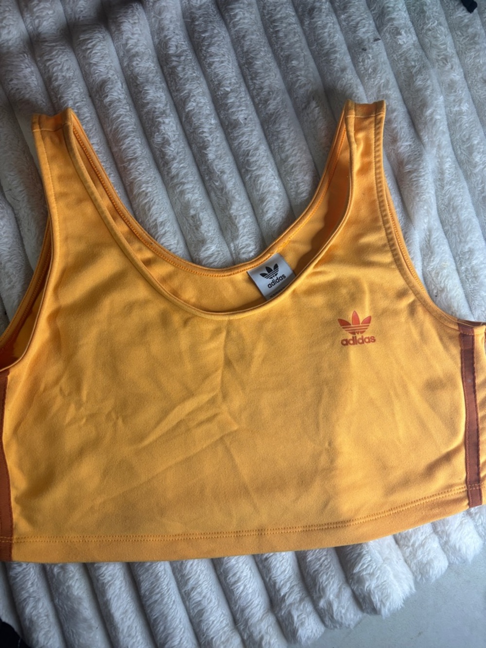 adidas Yellow Crop Tank with Red Trefoil no size tag